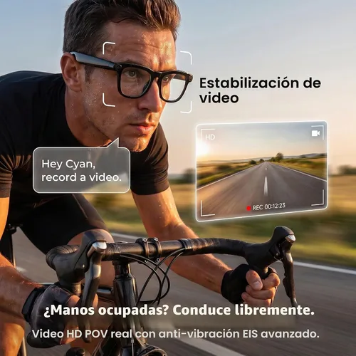 Vista 4 de EarlySincere Gafas inteligentes AI, cámara POV de 8MP 4K, video HD EIS