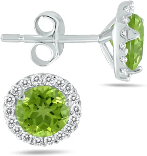 Vista 27 de Aretes de tuerca de diamantes naturales y piedras preciosas genuinas de 0.197 in en oro blanco de 14 quilates