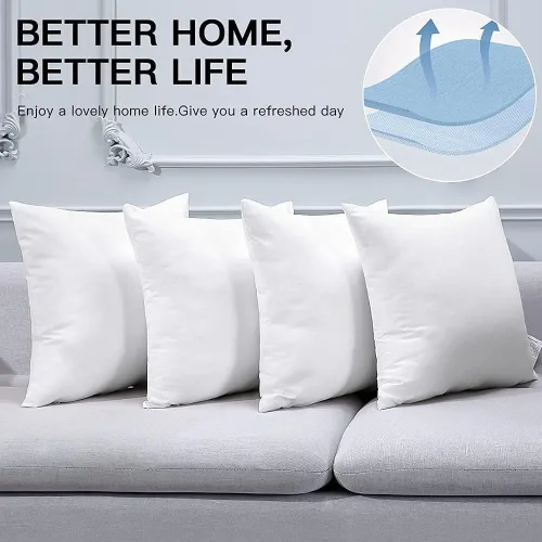 Vista 5 de OTOSTAR Juego de 4 rellenos de almohada de 20 x 20 pulgadas, rellenos de almohada cuadrados decorativos para interiores, para sofá, cama, sofá