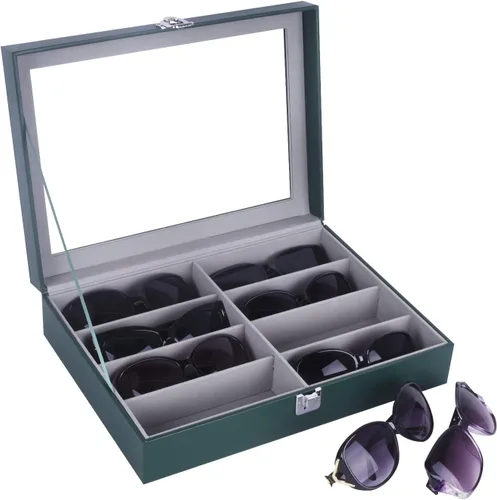 Vista 9 de AUTOARK Leather 8 Piece Eyeglasses Storage and Sunglass Glasses Display Case Organizer