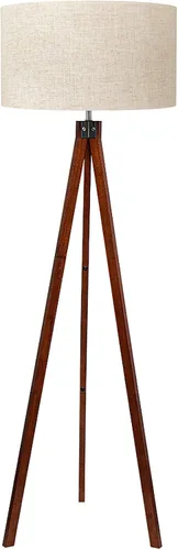 Vista 10 de LEPOWER Lámpara de pie de trípode de madera, lámpara de pie de mediados de siglo, luz de estudio de diseño moderno para sala de estar, dormitorio