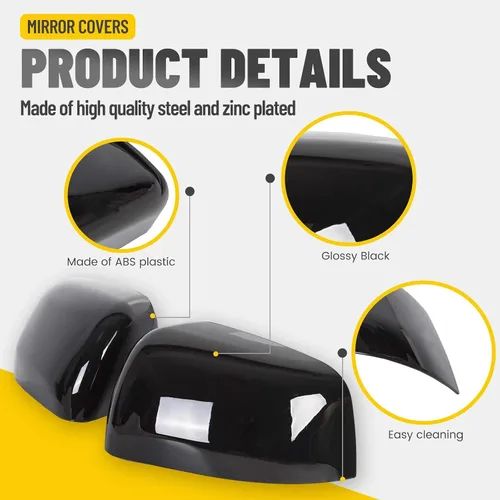 Vista 5 de KUAFU Fundas de espejo de mitad lateral superior compatibles con Jeep Grand Cherokee/Dodge Durango 2011-2020, cubiertas de espejo retrovisor negro