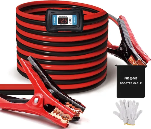 Vista 8 de NoOne cables de arranque resistentes para camiones diésel - cables de batería de refuerzo de calibre 1 y 25 pies extra largos con kit de instalación