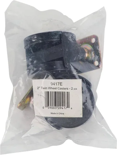 Vista 2 de Shepherd Hardware 9417 Rueda para silla de oficina de 2 pulgadas, rueda doble, placa cuadrada de 1-1/2 pulgadas, capacidad de carga de 75 libras