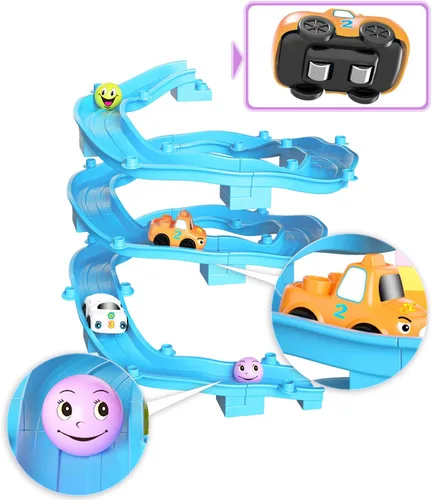 Vista 4 de Juego de construcción de juguetes de Marble Run, 86 piezas de bloques de construcción de castillo para mayores de 3 años, juguetes de construcción