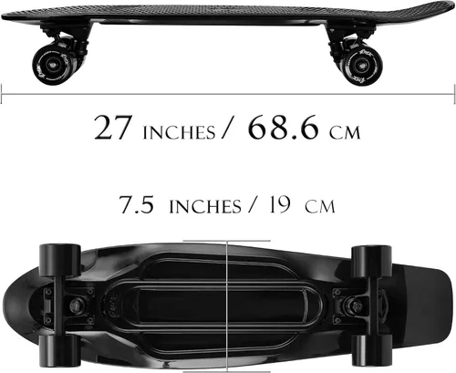 Vista 6 de KMX Classic Retro Mini Cruiser Skateboard for Kids, Teens, Adults Portable Compact Cruiser for Boys,Girls,Students,Beginners & Pros,Smooth