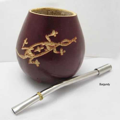 Vista 8 de LIZARD MATE GOURD YERBA TAZA DE TÉ CON BOMBILLA DE PAJA BEBIDA DESTOX HECHA A MANO 1734