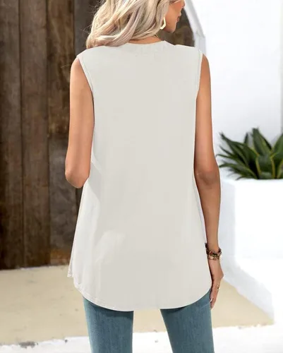 Vista 8 de Spadehill Camisetas sin mangas de gasa con cuello en V para mujer