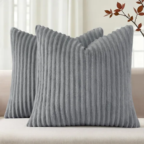 Vista 17 de Simmore Juego de 2 fundas de almohada decorativas de verano de 16 x 16 pulgadas, fundas de almohada suaves de franela de felpa natural de doble cara