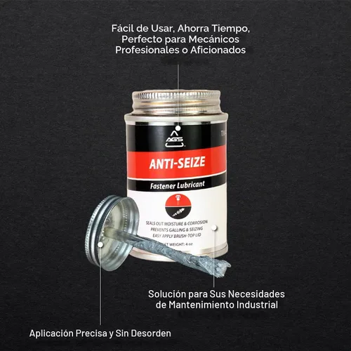 Vista 7 de AGS Soluciones Automotrices Lata con Cepillo Thread-Magic Lubricante Antiaferrante para Pernos y Tornillos, 4 onzas, Alta Temperatura, Lubricante
