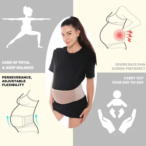 Vista 7 de SIYWINA Cinturón de maternidad Cinturón de apoyo para embarazo, banda de apoyo abdominal, correa de apoyo abdominal para el vientre y la espalda