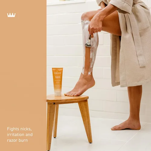 Vista 3 de Cremo Crema de afeitar para mujeres para piel sensible, hidratante, coco y mango, crema de afeitado ultra-deslizante para mujeres, combate rasguños