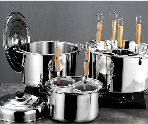 Vista 7 de UTOYA Stainess - Olla de acero para pasta con insertos, olla de cocina con divisor y colador, olla de inducción resistente, inducción, cerámica