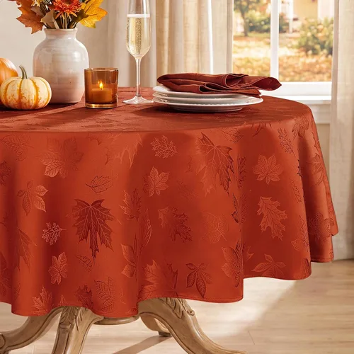 Vista 14 de Softalker - Mantel navideño de jacquard, mantel rectangular de damasco vintage de invierno, mantel de poliéster impermeable con copos de nieve
