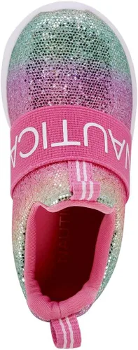 Vista 4 de Nautica Tenis sin cordones para niña, zapatos deportivos para correr, caminar, jugar tenis y deportes (niños pequeños)