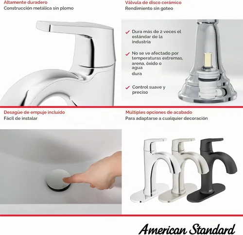 Vista 3 de American Standard 7429101.295, Becklow - Grifo de baño monomando, níquel cepillado