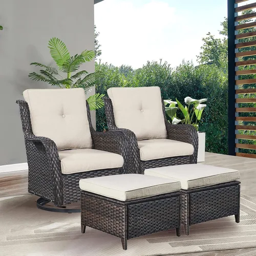 Vista 9 de Rilyson Sofá de mimbre para patio al aire libre, capacidad de peso de 900 libras, sofá grande de mimbre de 3 plazas con cojines de asiento de 4