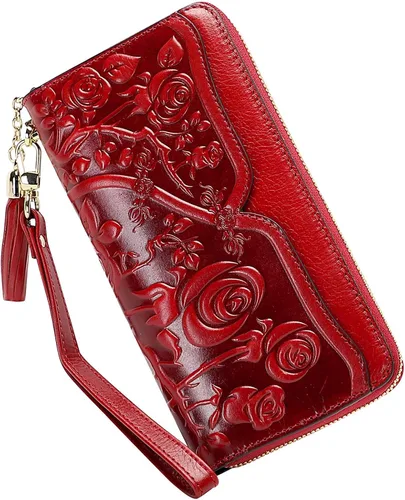 Vista 6 de PIJUSHI Bolsos florales para mujer bolso de mano con asa superior bolsos de hombro para mujer paquete con carteras de cuero genuino para mujer