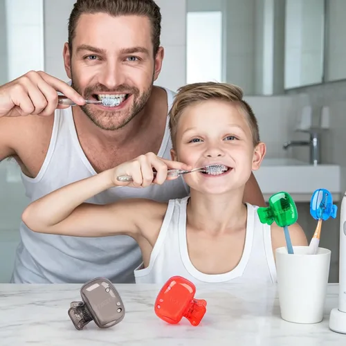 Vista 9 de Hxezoc Paquete de 4 fundas para cabeza de cepillo de dientes de viaje, protector de cepillo de dientes, tapa de pod de cepillo, clip de plástico