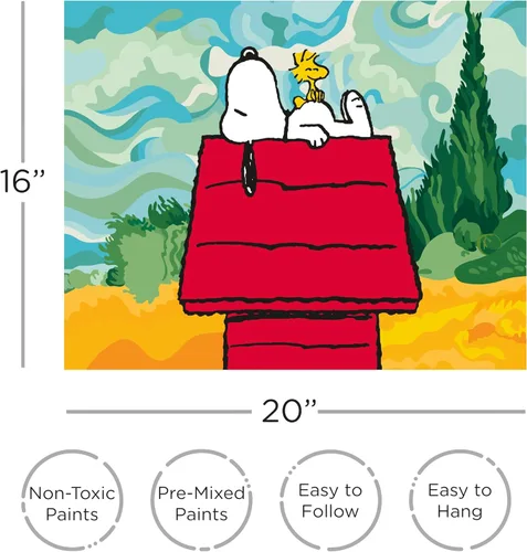 Vista 2 de Aquarius - Peanuts Snoopy Chill Art by Numbers, kit de pintura, 16 x 20
