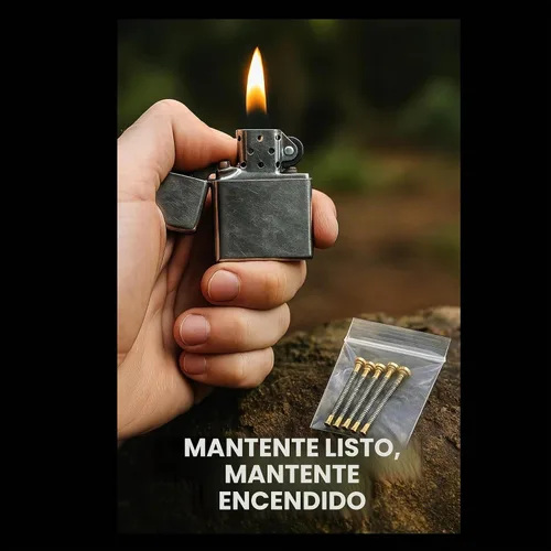 Vista 3 de Kit de reparación de mechero IN SELECT - Partes de repuesto de resorte de pedernal compatibles con mecheros Zippo, piezas de latón duraderas