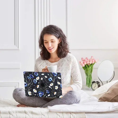 Vista 3 de Funda para MacBook Air de 13 pulgadas (modelo: A1466 y A1369, versión 2010-2017), efecto 3D, cubierta dura transparente negra mate y cubierta