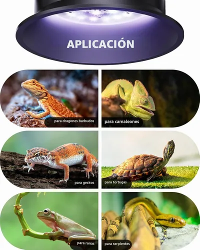 Vista 8 de Luz UVA UVB para reptiles, lámpara LED de reptiles con temporizador y Negro