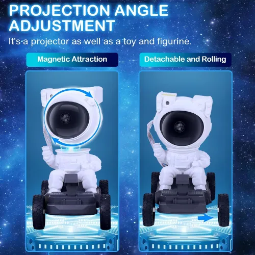Vista 4 de Proyector de estrellas y galaxias astronautas, luz nocturna, 360° Space Man Lunar Rover Buddy Starry Nebulosa Proyector de techo Cielo LED Starlight