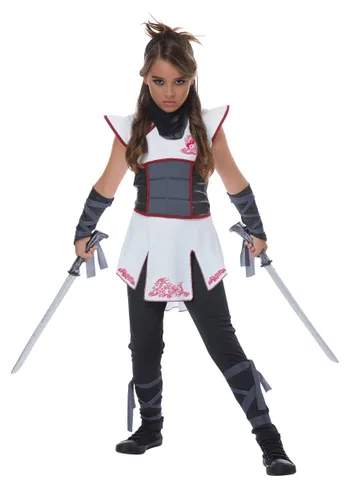 Vista 2 de Disfraz de Ninja Blanco para niñas Multicolor