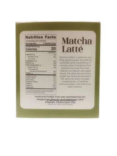 Vista 2 de Luxe Slim Matcha Latté con extracto de células madre, 0.74 oz x 10 sobres