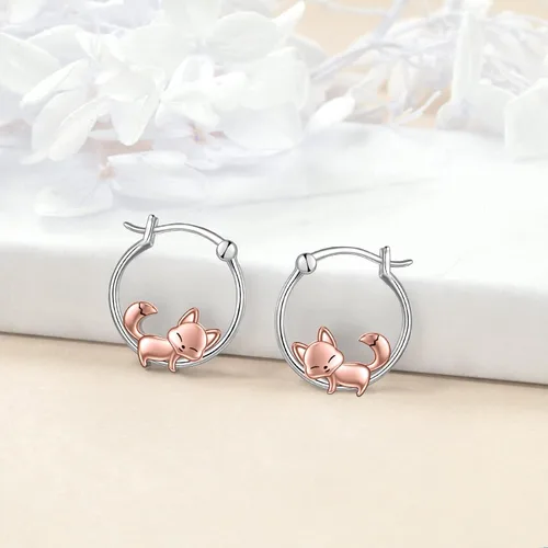 Vista 2 de VONALA Bonitos aretes de aro de plata de ley 925, regalos de cumpleaños para mujeres y niñas