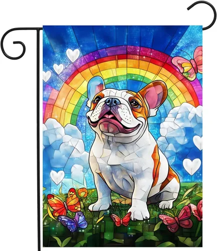 Vista 11 de Bandera floral de jardín Golden Retriever para jardín, banderas de bienvenida para exteriores de 12 x 18 pulgadas, bandera de perro de flores