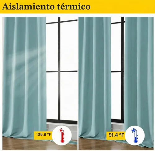 Vista 5 de Cortinas opacas para dormitorio, sala de estar, juego de 2 paneles de 54 pulgadas de largo, cortinas de oscurecimiento de habitación con aislamiento