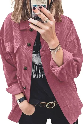 Vista 3 de ZOLUCKY Women's Casual Plus Size Shacket Jacket Long Sleeve Button Down Shirts Blouses Tops