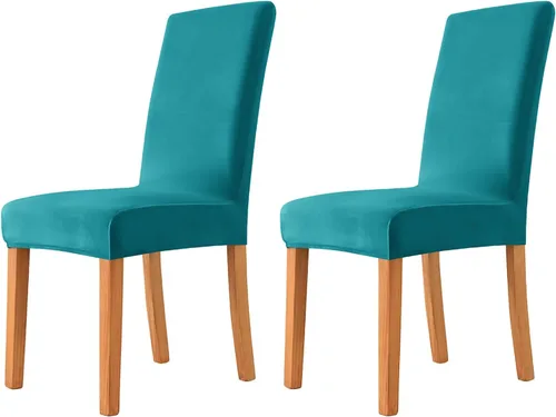 Vista 24 de Velvet Chair Covers Beige Gray, Stretch Dining Room Chair Covers 2 Pack, Super Fit Dining Chairs Slipcovers Spandex Washable Kitchen Parson Chair
