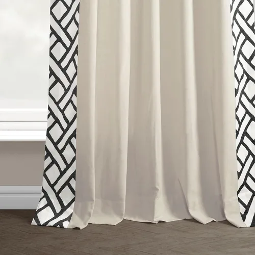 Vista 7 de HPD Half Price Drapes Cortinas de algodón sólido con bordes para dormitorio y sala de estar, 50 x 84, DTCC-SB220607-84 (1 panel) Garden Path Negro