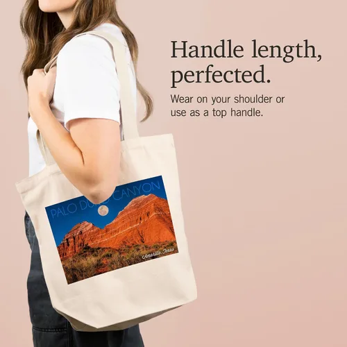 Vista 2 de Lantern Press Amarillo, Texas, Palo Duro Canyon, Moon and Red Rock (100% Cotton Canvas Reusable Tote Bag)