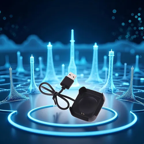 Vista 2 de Cable de carga negro para reloj inteligente HW22, cargador de reloj inteligente, magnético, soporte de muelle, cables adaptadores de cable USB