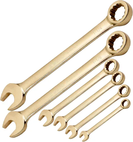 Vista 10 de WEDO Llave combinada sin chispas, llave combinada de seguridad sin chispas, bronce de aluminio, forja, DIN 3113, certificado BAM y FM, tamaño 1