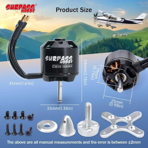 Vista 7 de Surpass Hobby C3536 1050KV Motor sin escobillas para aviones RC Ala fija