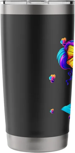 Vista 4 de Cute Streetwear synthwave 80s 90s retro anime girls clown Stainless Steel Insulated Tumbler