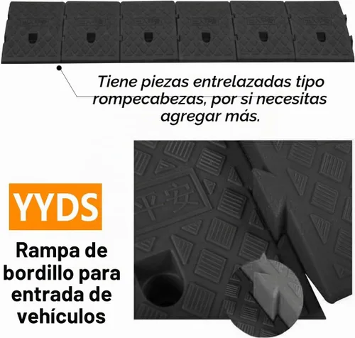 Vista 2 de YYDS - Rampa de bordillo, 6" 7" de altura de elevación 2 paquetes, rampas de plástico resistentes, rampas de bordillo entrelazadas para calzada