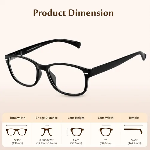 Vista 2 de TruVision 9505HP Reading Glasses - 1, 2, 3 Pack for Men & Women 9505 2 negro