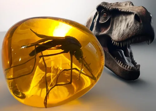 Vista 2 de VEOJEIN Mosquito in Amber Fossil Réplica peso ligero - Ventana antigua del ADN - Reliquia de la era del dinosaurio - Artefacto de resina premium