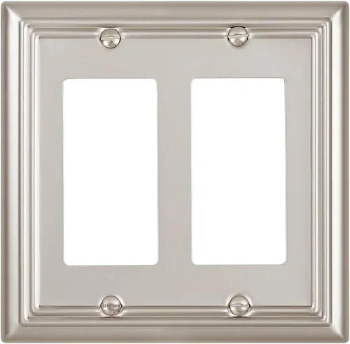 Vista 28 de Switch Plates Outlet Covers, 1-Pack Metal Wall Plate, Black Finish Midsize 1 Toggle 1 Decorator Combo Wall Plate, Ideal for GFCI Outlets, Light