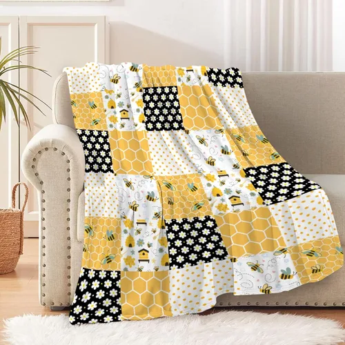 Vista 5 de Manta de franela ligera de abeja, regalos para niñas y mujeres en todas las estaciones, manta para cama, sofá, 30 x 40 pulgadas, para bebé/mascotas