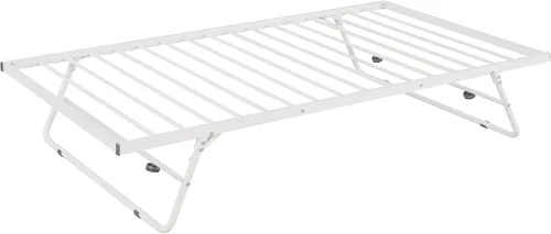 Vista 7 de Sofá cama de metal de tamaño matrimonial con nido ajustable de tamaño individual, nido plegable portátil, soporte de listones de metal, cama Blanco