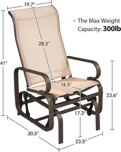 Vista 10 de Yaheetech Juego de 1 mecedora para exteriores con asiento tipo cabestrillo