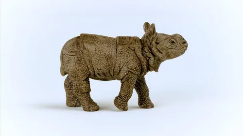 Vista 5 de Schleich Wild Life - Figura realista de rinoceronte indio para bebé, juguete auténtico y altamente detallado, duradero para educación y juego