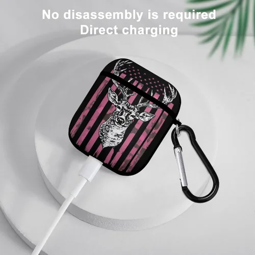 Vista 5 de Funda para Apple AirPod 2 y 1 TPU suave compatible con AirPod 2 y 7 con diseño de bandera estadounidense Pattern1081